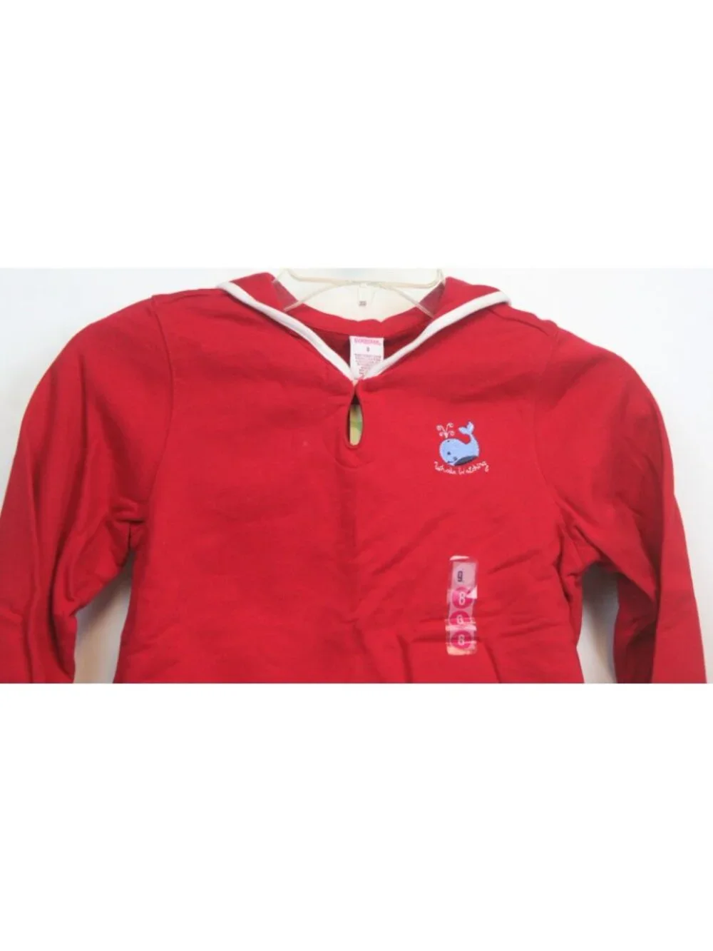 2003 Gymboree Whale Watching Red Long Shirt Sailor Collar sz 8 NOS Embroidered